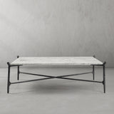 Hand Forged Metal Square Horn Marble Coffee Table 39" 50"