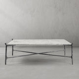 Hand Forged Metal Square Horn Marble Coffee Table 39" 50"