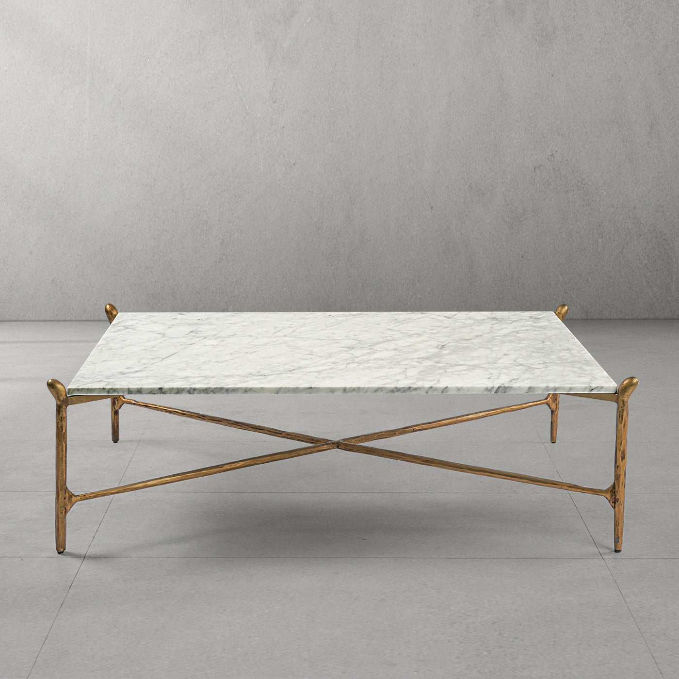 Hand Forged Metal Square Horn Marble Coffee Table 39" 50"