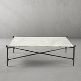 Hand Forged Metal Square Horn Marble Coffee Table 39" 50"