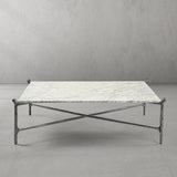 Hand Forged Metal Square Horn Marble Coffee Table 39" 50"