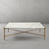 Hand Forged Metal Square Horn Marble Coffee Table 39" 50"