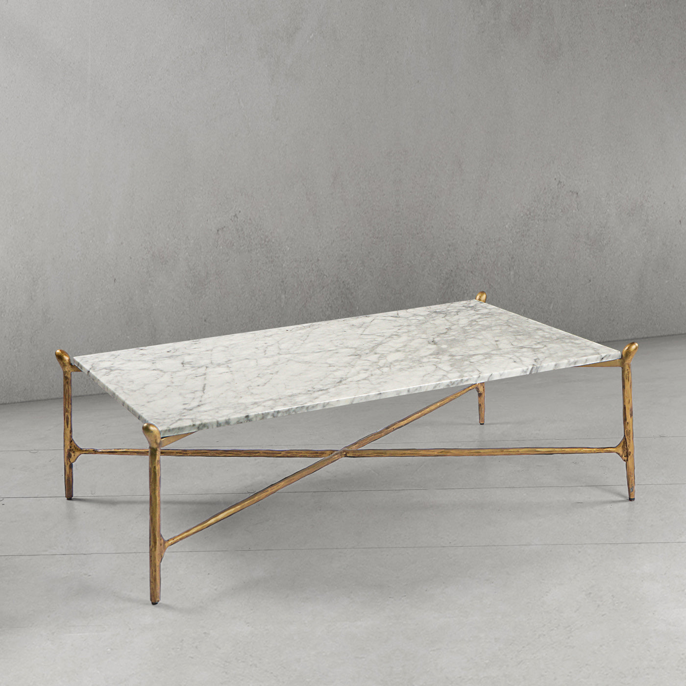 Hand Forged Metal Square Horn Marble Coffee Table 39" 50"