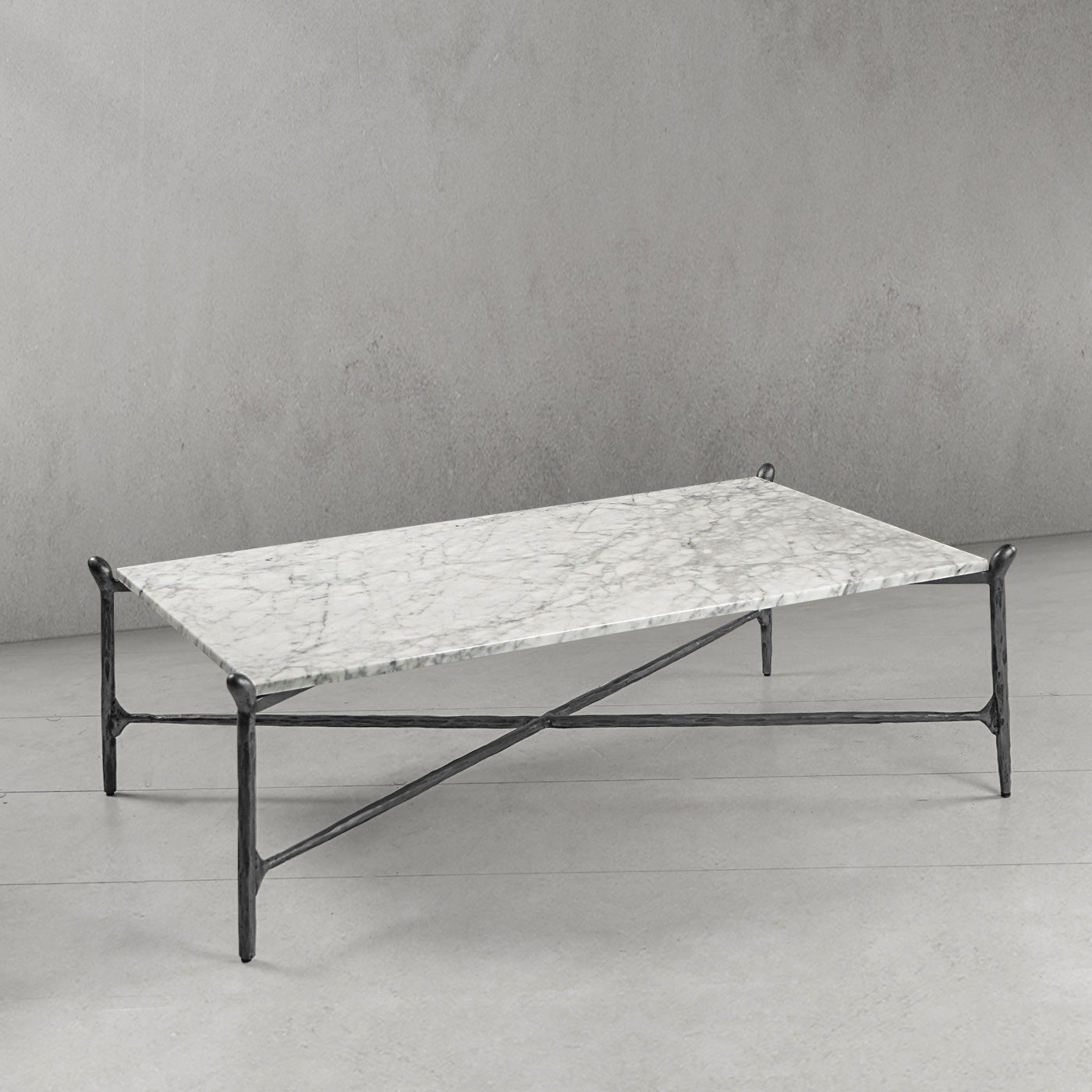 Hand Forged Metal Square Horn Marble Coffee Table 39" 50"