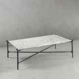 Hand Forged Metal Square Horn Marble Coffee Table 39" 50"