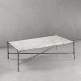 Hand Forged Metal Square Horn Marble Coffee Table 39" 50"
