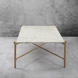Hand Forged Metal Square Horn Marble Coffee Table 39" 50"