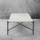 Hand Forged Metal Square Horn Marble Coffee Table 39" 50"