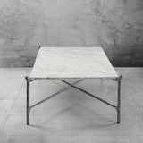 Hand Forged Metal Square Horn Marble Coffee Table 39" 50"