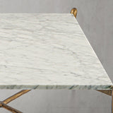 Hand Forged Metal Square Horn Marble Coffee Table 39" 50"