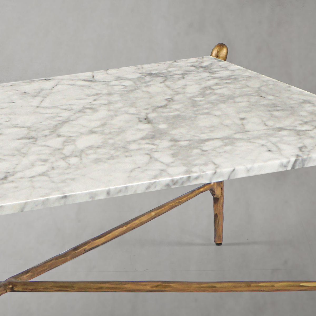 Hand Forged Metal Square Horn Marble Coffee Table 39" 50"