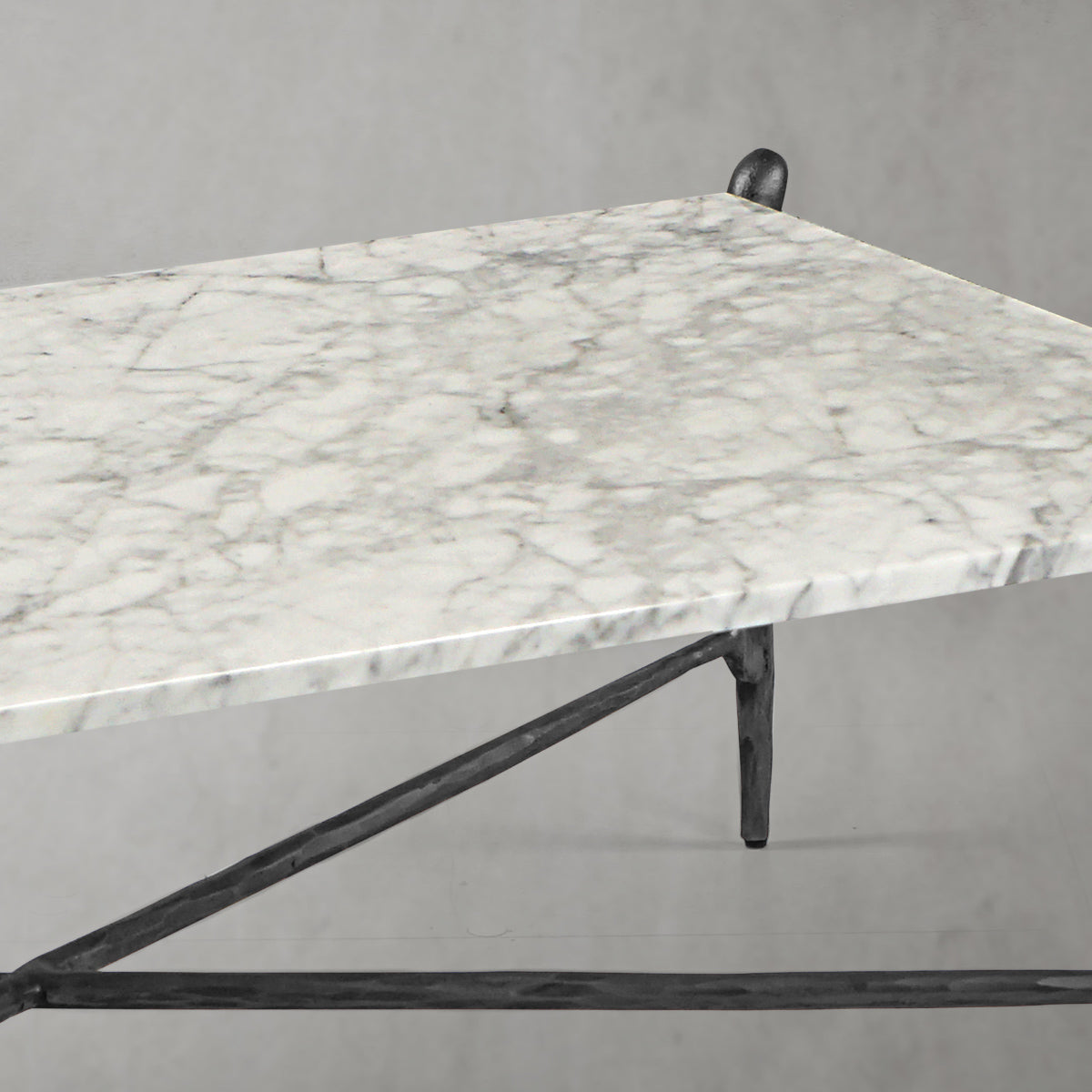Hand Forged Metal Square Horn Marble Coffee Table 39" 50"