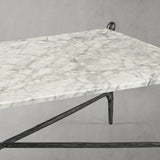 Hand Forged Metal Square Horn Marble Coffee Table 39" 50"