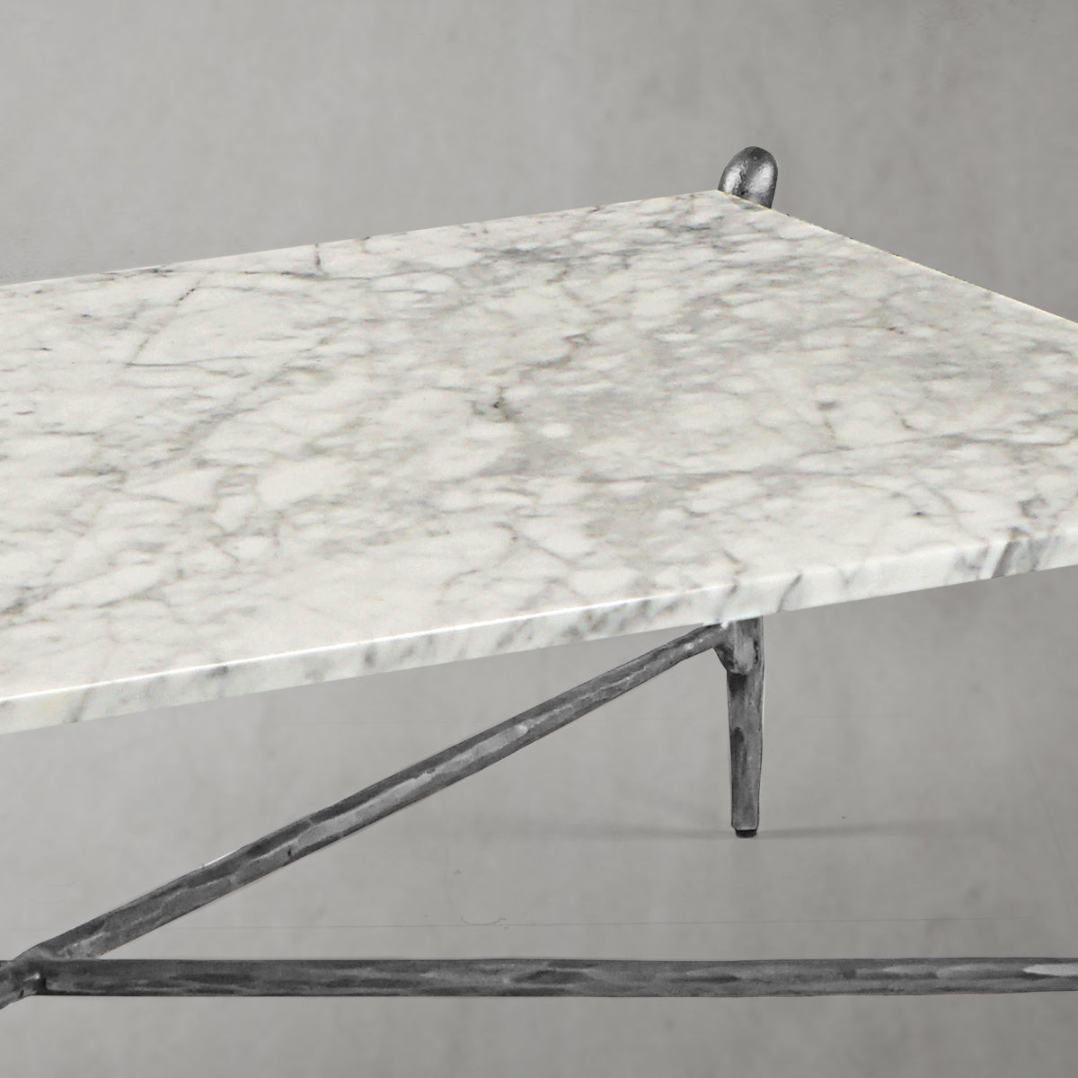 Hand Forged Metal Square Horn Marble Coffee Table 39" 50"