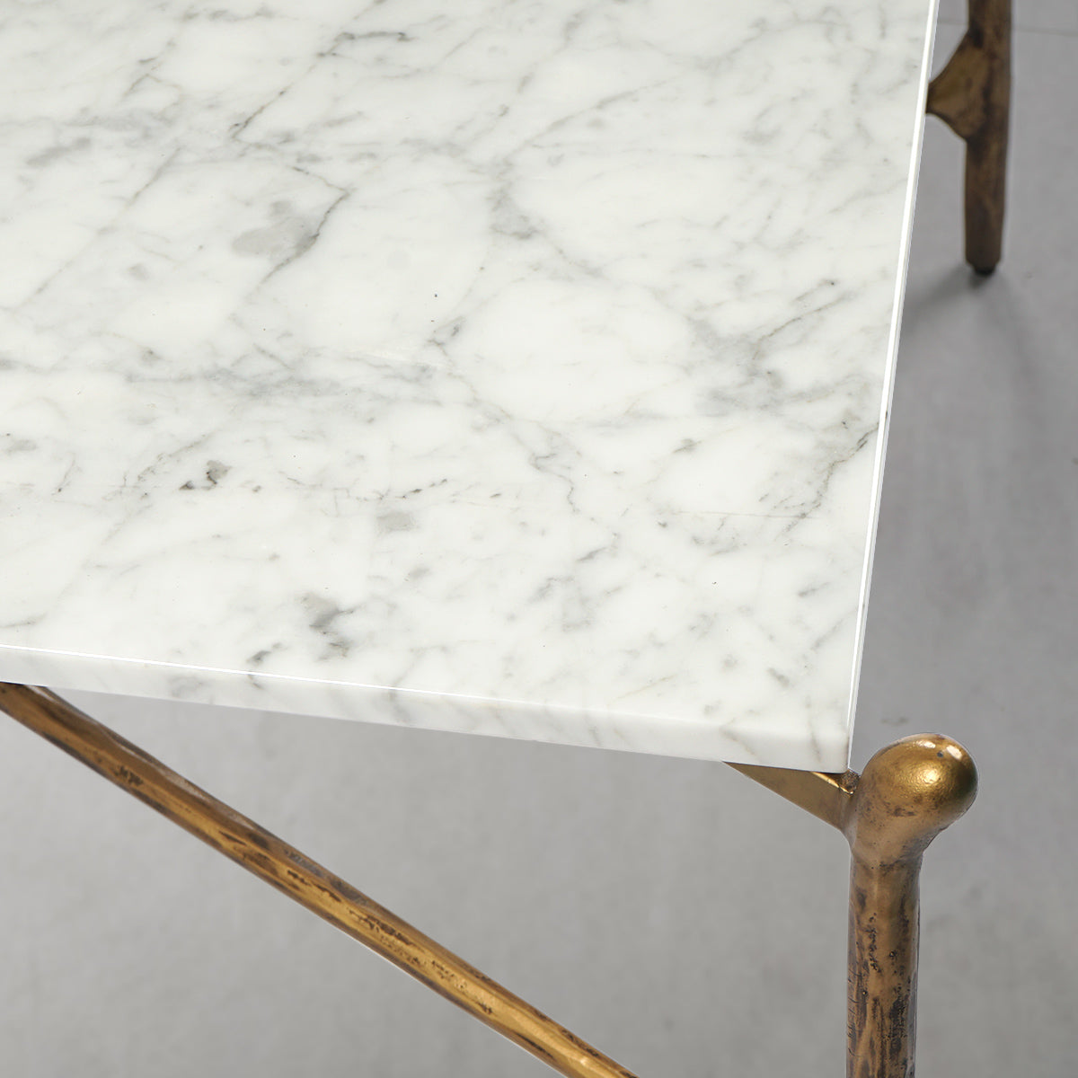 Hand Forged Metal Square Horn Marble Coffee Table 39" 50"
