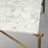 Hand Forged Metal Square Horn Marble Coffee Table 39" 50"