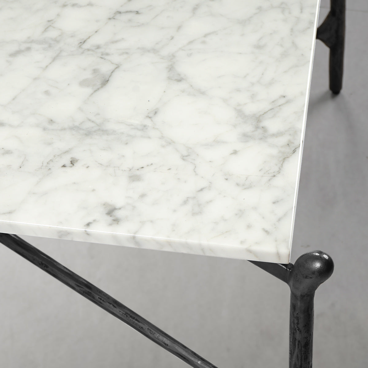 Hand Forged Metal Square Horn Marble Coffee Table 39" 50"