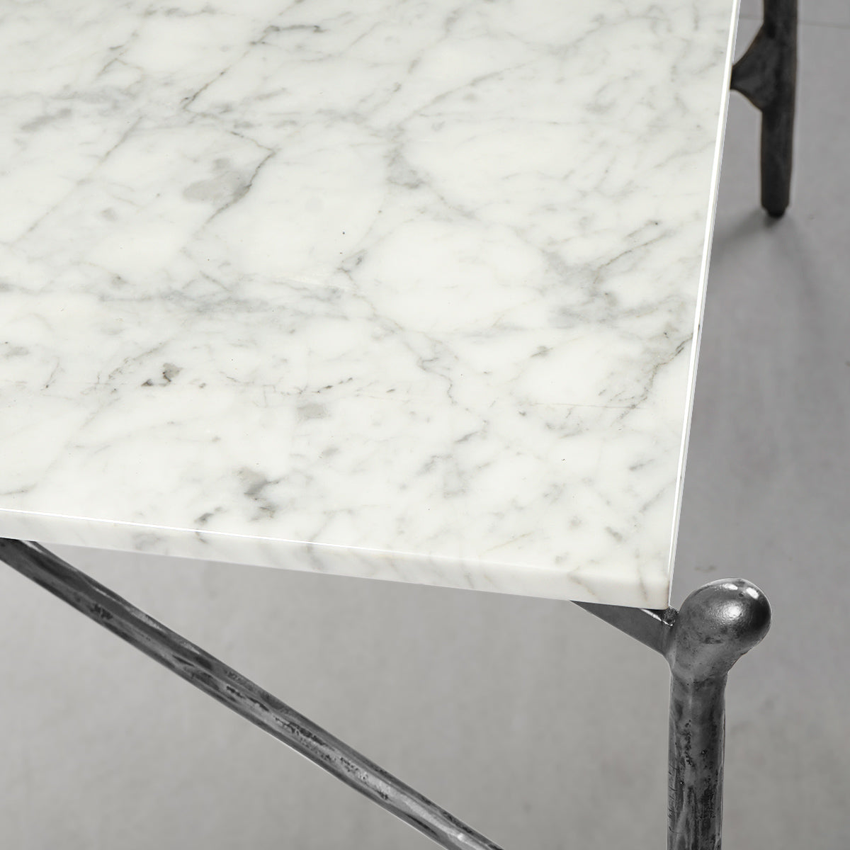 Hand Forged Metal Square Horn Marble Coffee Table 39" 50"