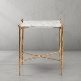Hand Forged Metal Square Marble Side Table