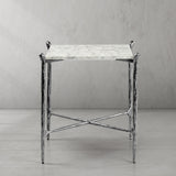 Hand Forged Metal Square Marble Side Table