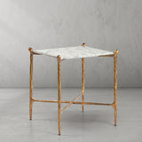 Hand Forged Metal Square Marble Side Table