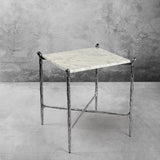 Hand Forged Metal Square Marble Side Table
