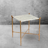 Hand Forged Metal Square Marble Side Table
