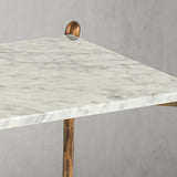 Hand Forged Metal Square Marble Side Table