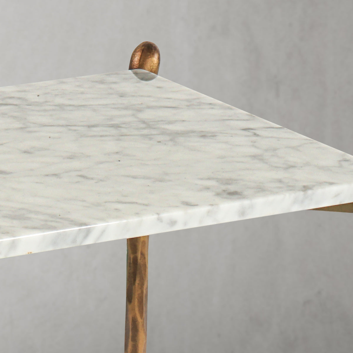 Hand Forged Metal Square Marble Side Table