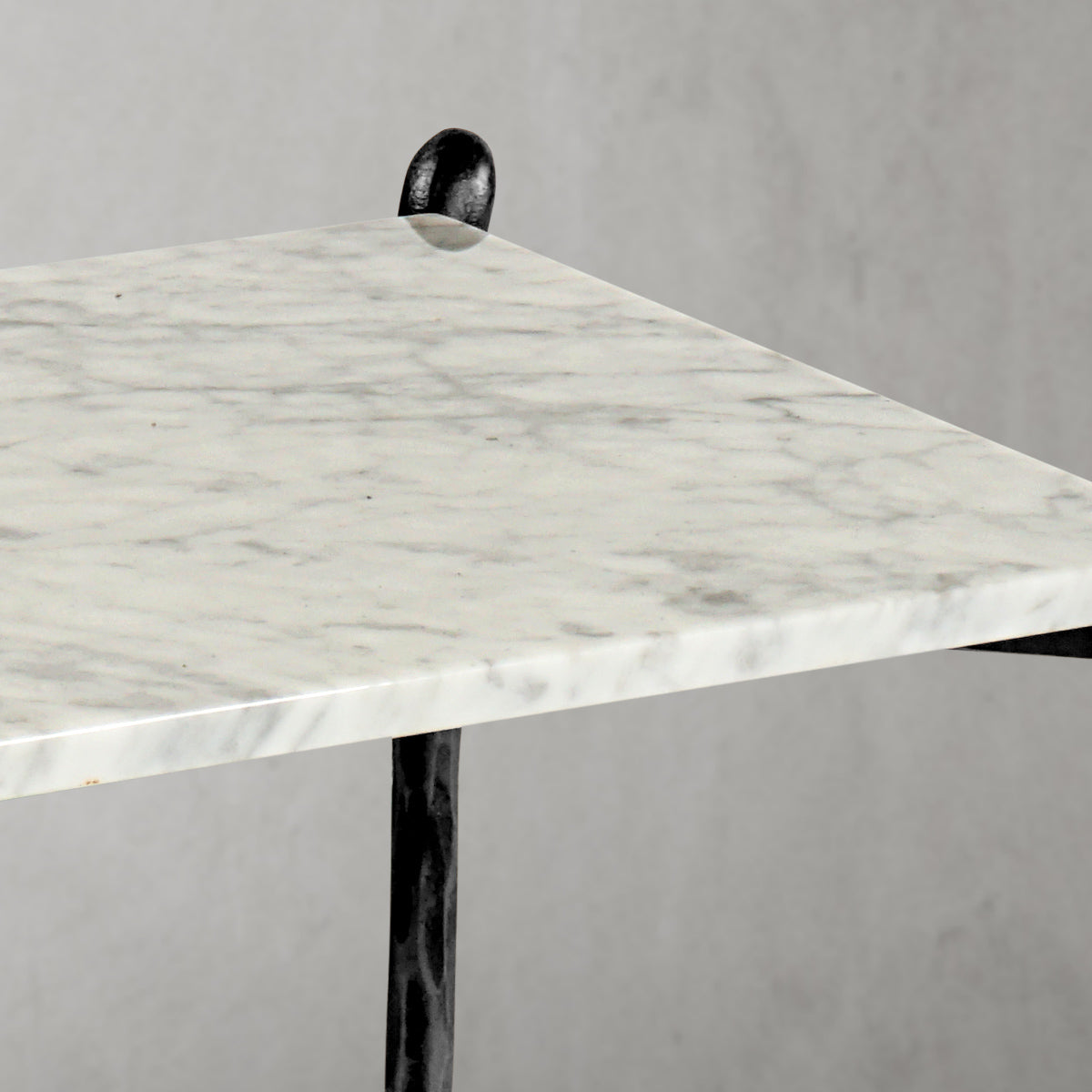 Hand Forged Metal Square Marble Side Table