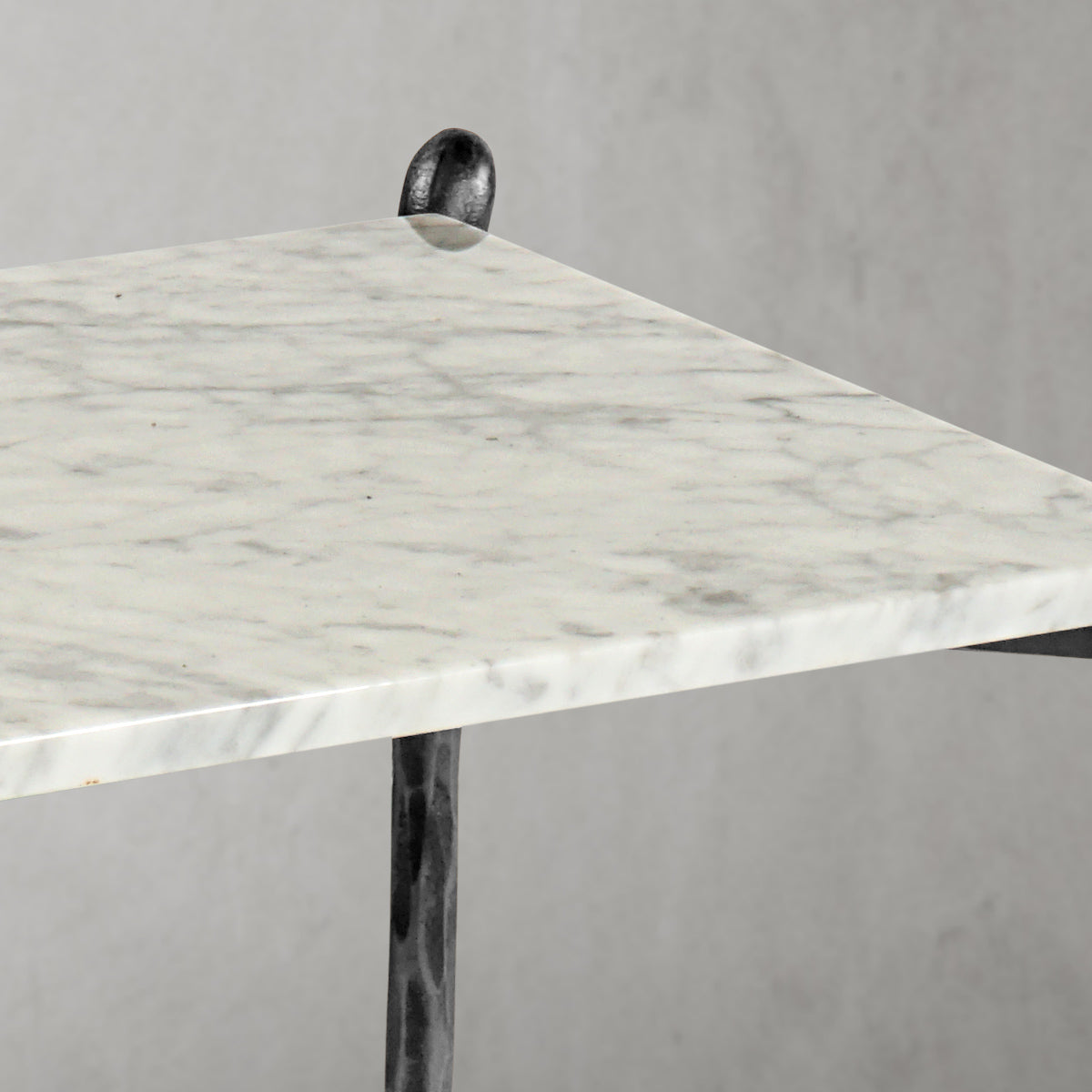 Hand Forged Metal Square Marble Side Table