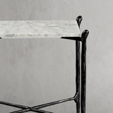Hand Forged Metal Square Marble Side Table