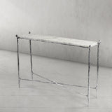 Hand Forged Metal Rectangle Horn Marble Console Table