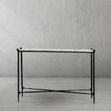 Hand Forged Metal Rectangle Horn Marble Console Table