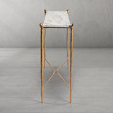 Hand Forged Metal Rectangle Horn Marble Console Table