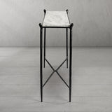 Hand Forged Metal Rectangle Horn Marble Console Table