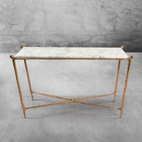 Hand Forged Metal Rectangle Horn Marble Console Table