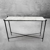 Hand Forged Metal Rectangle Horn Marble Console Table