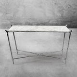 Hand Forged Metal Rectangle Horn Marble Console Table