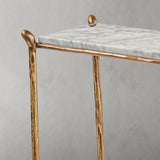 Hand Forged Metal Rectangle Horn Marble Console Table