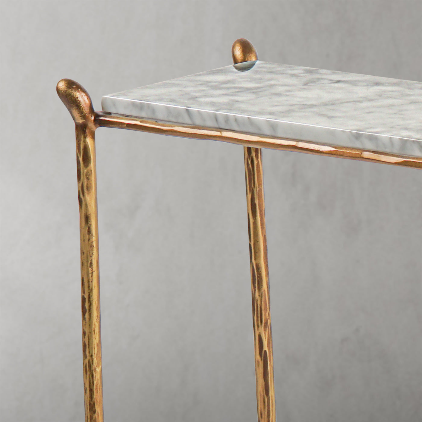 Hand Forged Metal Rectangle Horn Marble Console Table