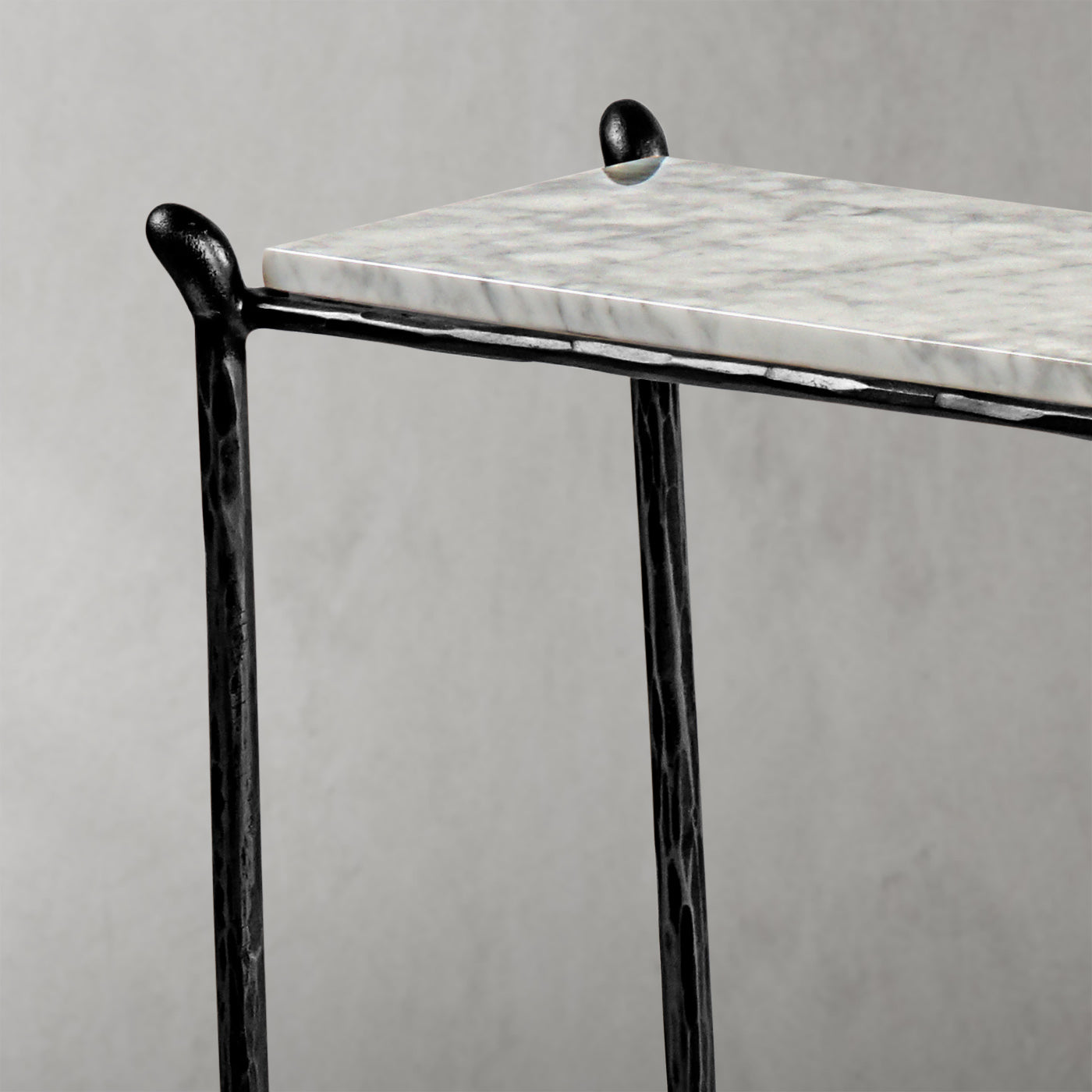Hand Forged Metal Rectangle Horn Marble Console Table