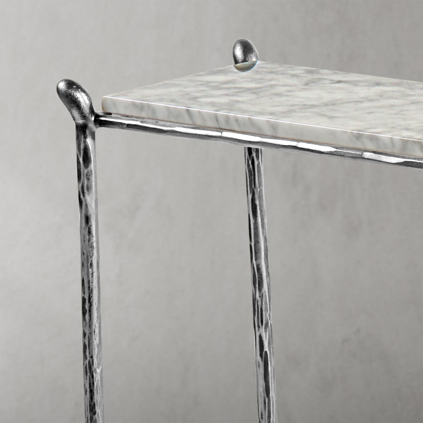 Hand Forged Metal Rectangle Horn Marble Console Table