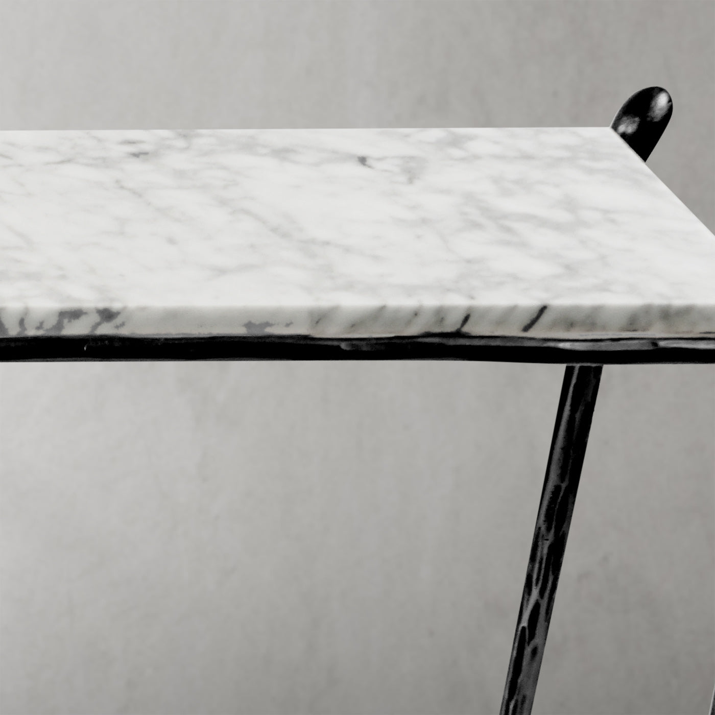 Hand Forged Metal Rectangle Horn Marble Console Table