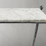 Hand Forged Metal Rectangle Horn Marble Console Table