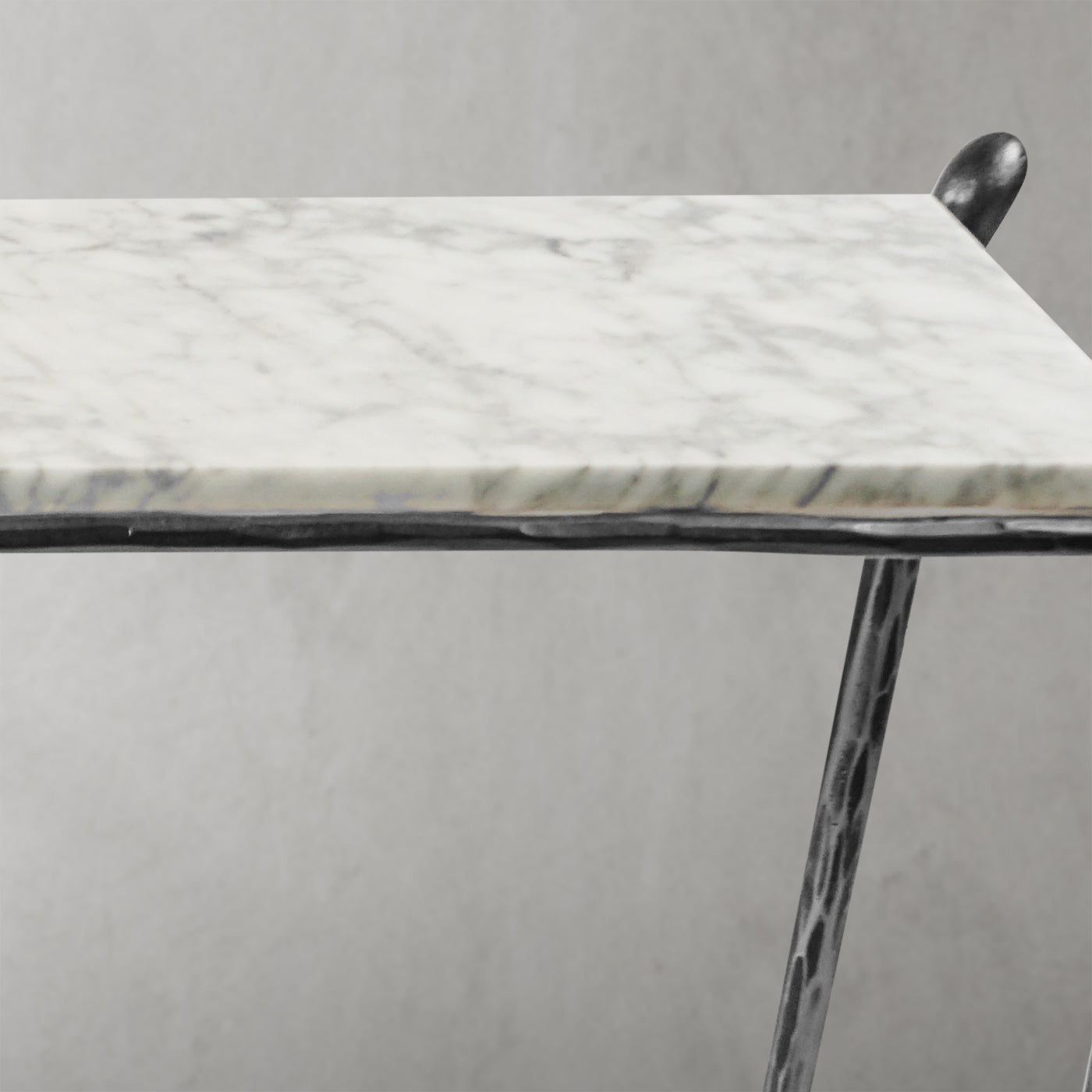Hand Forged Metal Rectangle Horn Marble Console Table