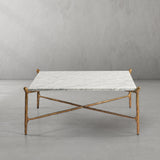 Hand Forged Metal Square Horn Marble Coffee Table 39" 50"