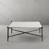 Hand Forged Metal Square Horn Marble Coffee Table 39" 50"