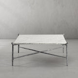 Hand Forged Metal Square Horn Marble Coffee Table 39" 50"