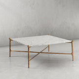Hand Forged Metal Square Horn Marble Coffee Table 39" 50"